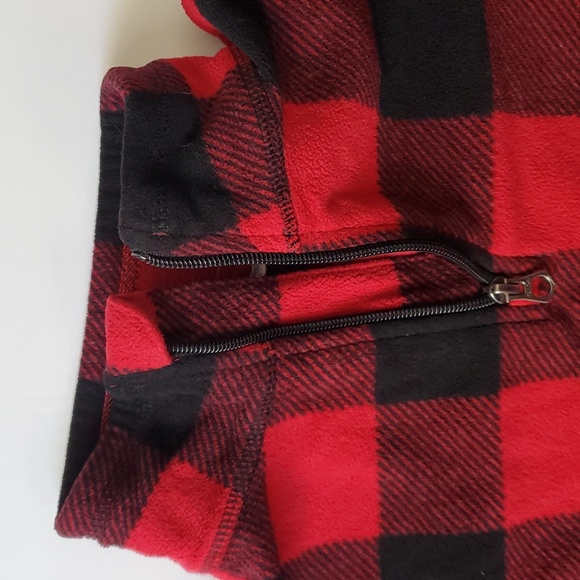 Buffalo Plaid Fleece Boys Size 10 12 Lands End Red Black Fleece Plaid Pullover - Picture 4 of 12